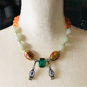 Handcrafted repurpose recycled salvaged vintage bead box clasp necklace